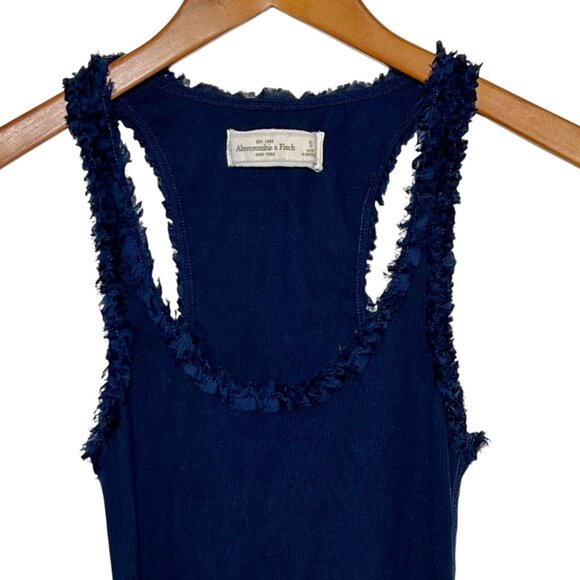 Authentic Rare Abercrombie Vintage Y2K Ribbed Razorback Top Coquette Navy Girl S - Picture 2 of 10